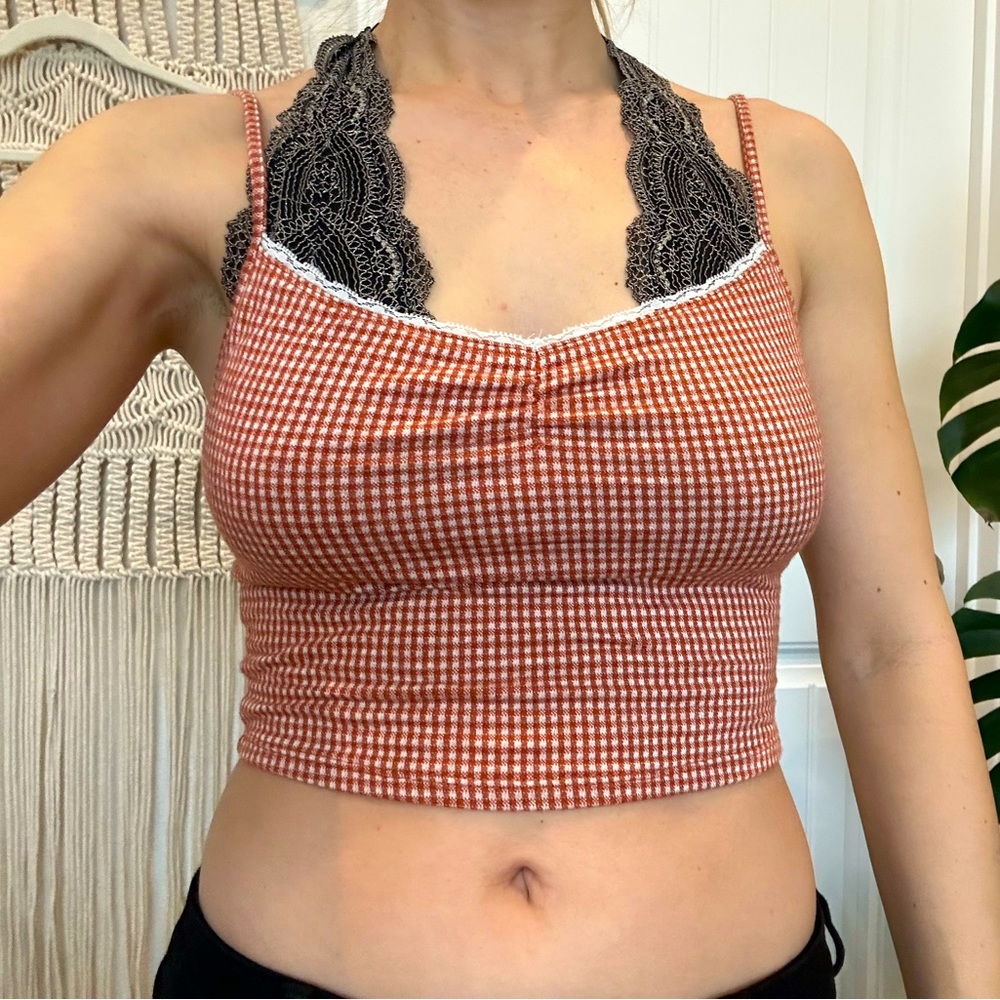 Orange checkered crop top